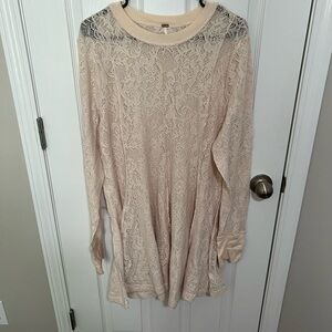 Free People chamois cream lace sweater dress